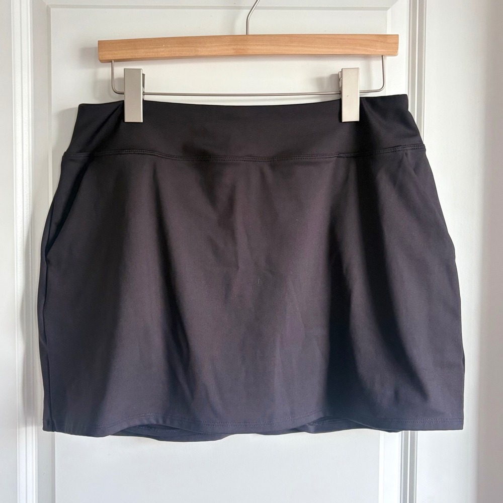 Tommy Bahama Golf Skort Women's Large Black Active Athletic Skirt Zip Pocket